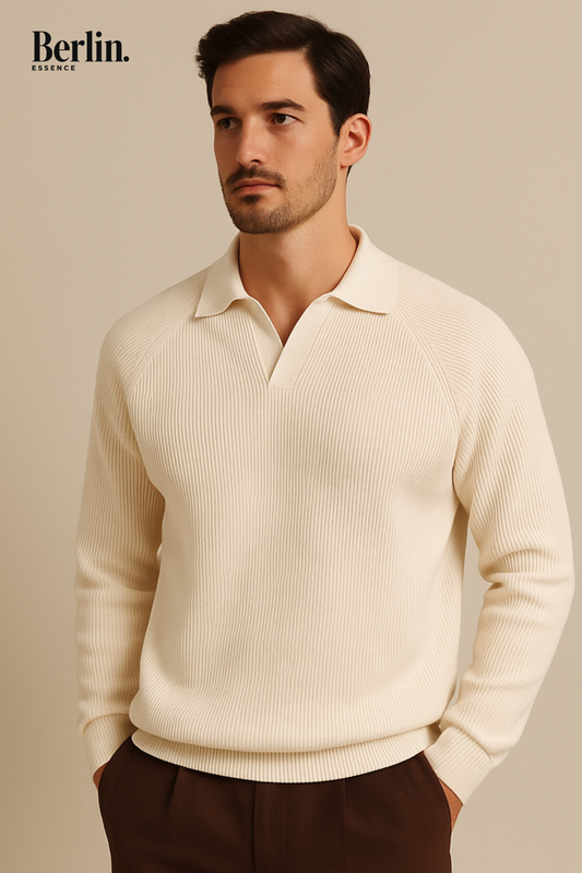 Strick-Polopullover aus Baumwollmischung